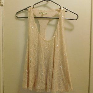 Sequin Racer back Tank Cream